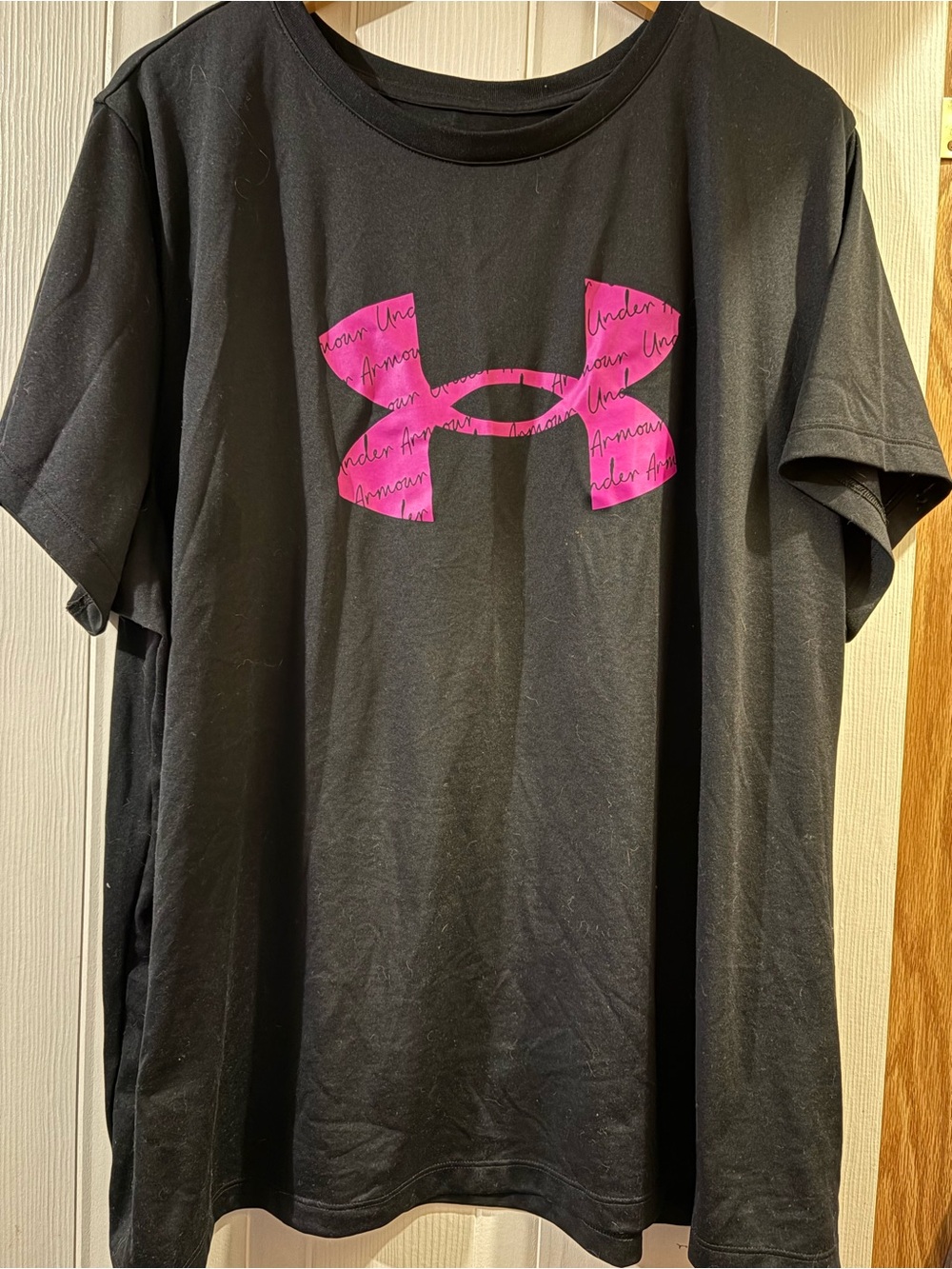 Under Armour Black Short-Sleeve Tee with Pink Logo